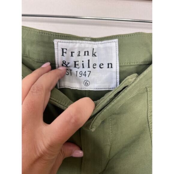 NEW Frank & Eileen Blackrock Utility Frayed Hem Pants Women's Army Size: 6 - Picture 4 of 7